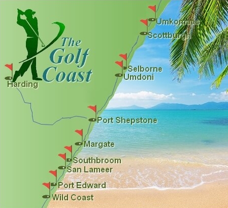 Map of the Golf Coast - KwaZulu Natal South Coast