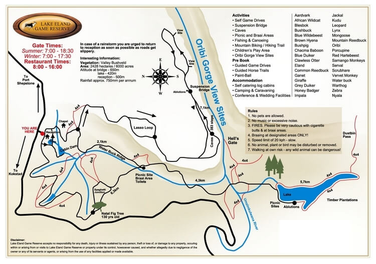Lake Eland Game Reserve Map