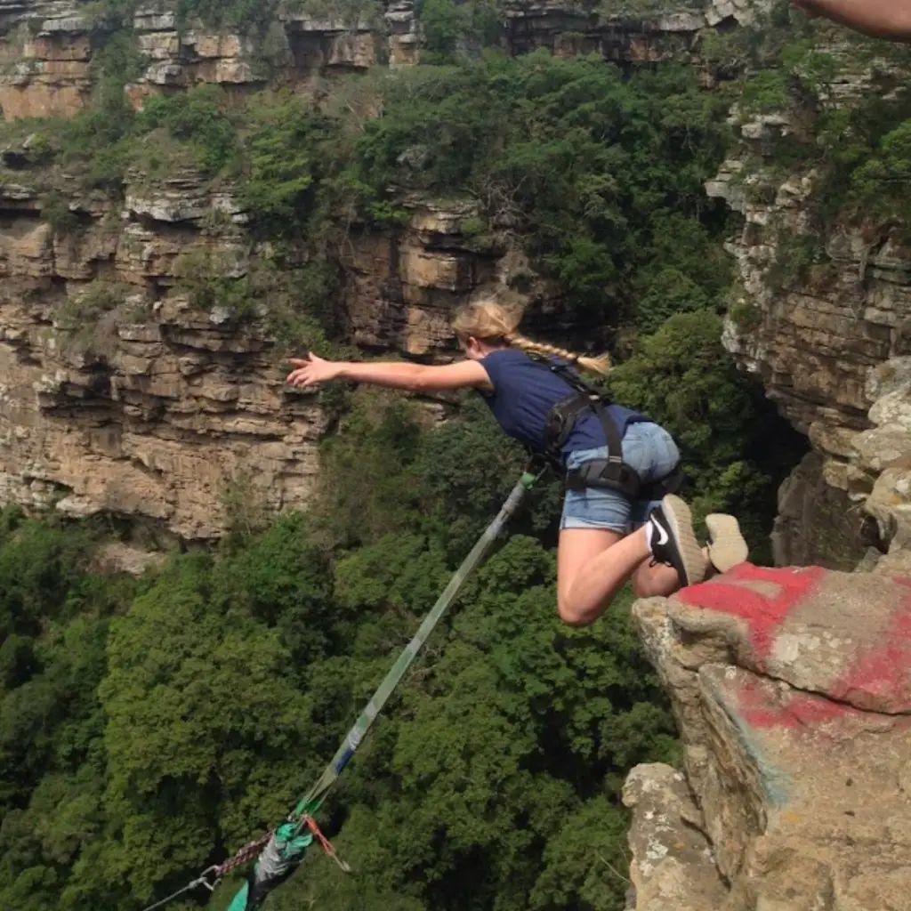 Countdown woman about to jump Oribi Swing