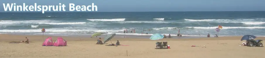 Winkelspruit Beach KZN South Coast people on beach with umbrellas sand sea